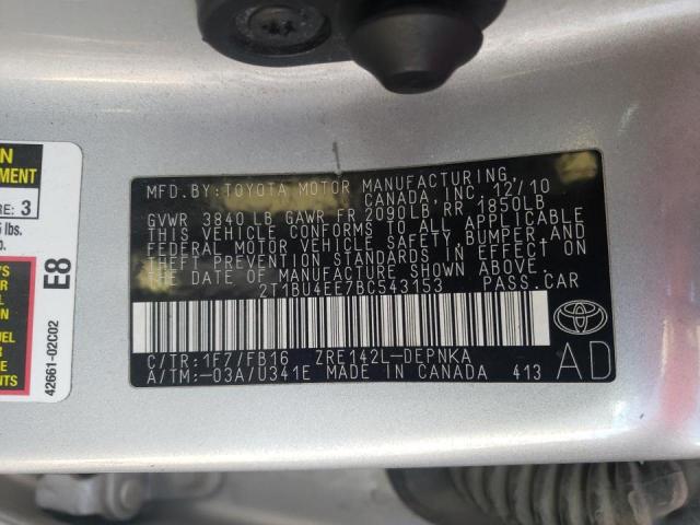 Photo 10 from auction – 2011 TOYOTA COROLLA BA with VIN 2T1BU4EE7BC543153