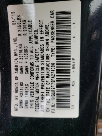 Photo 10 from auction – 2015 HONDA ACCORD EX with VIN 1HGCR2F75FA274396