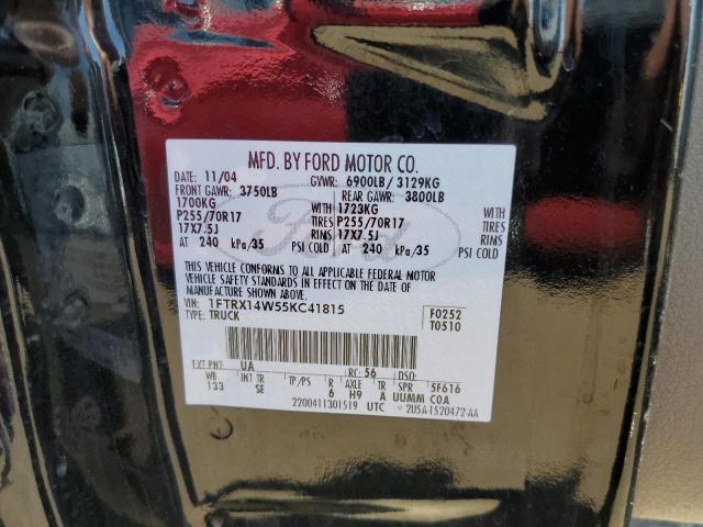 Photo 10 from auction – 2005 FORD F150 with VIN 1FTRX14W55KC41815