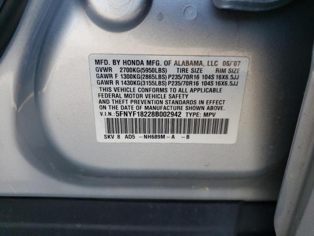 Photo 10 from auction – 2008 HONDA PILOT VP with VIN 5FNYF18228B002942