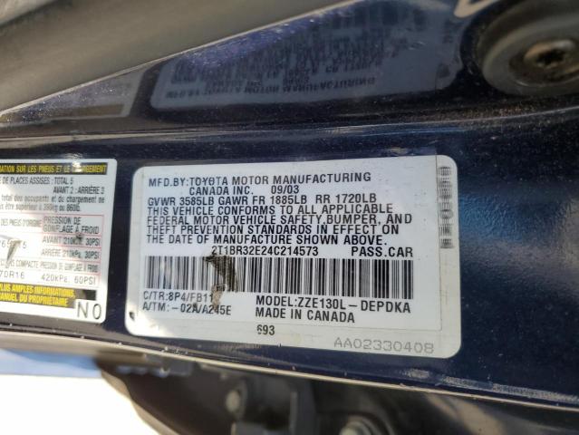 Photo 10 from auction – 2004 TOYOTA COROLLA CE with VIN 2T1BR32E24C214573