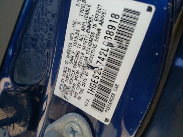 Photo 10 from auction – 2002 HONDA CIVIC EX with VIN 1HGES26742L068918