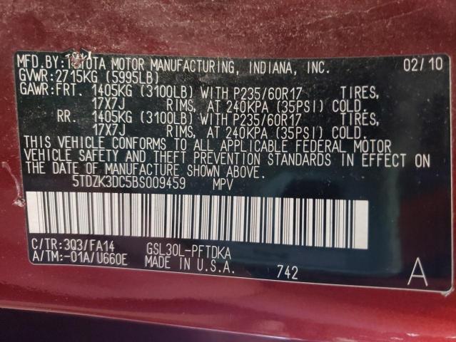 Photo 10 from auction – 2011 TOYOTA SIENNA with VIN 5TDZK3DC5BS009459