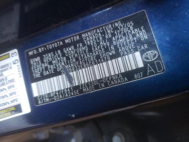 Photo 10 from auction – 2006 TOYOTA COROLLA CE with VIN 2T1BR32E86C611479