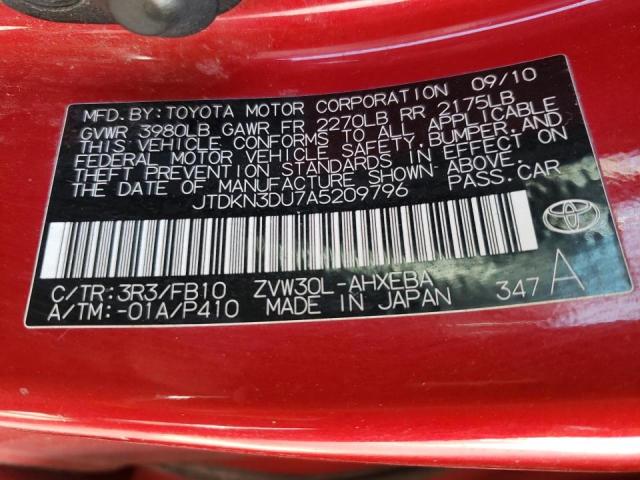 Photo 10 from auction – 2010 TOYOTA PRIUS with VIN JTDKN3DU7A5209796