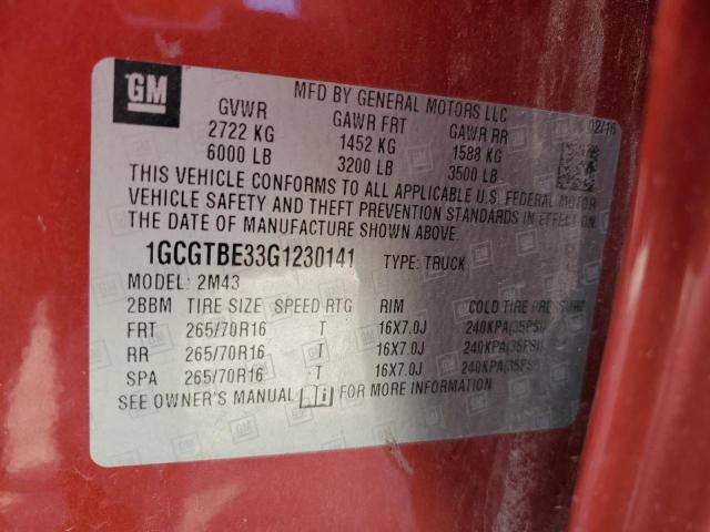 Photo 10 from auction – 2016 CHEVROLET COLORADO with VIN 1GCGTBE33G1230141