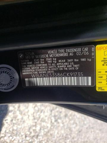 Photo 10 from auction – 2006 BMW 525 I with VIN WBANE53586CK91735
