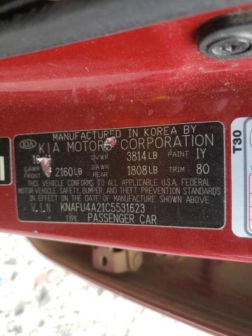 Photo 10 from auction – 2012 KIA FORTE EX with VIN KNAFU4A21C5531623