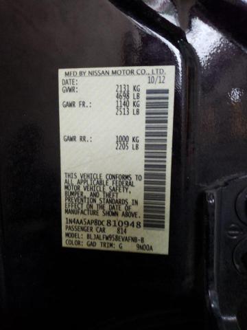 Photo 10 from auction – 2013 NISSAN MAXIMA S with VIN 1N4AA5AP8DC810948