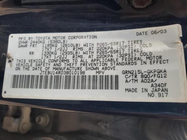 صورة رقم 10 من المزاد - 2003 TOYOTA 4RUNNER SR مع VIN JTEBU14R038010198