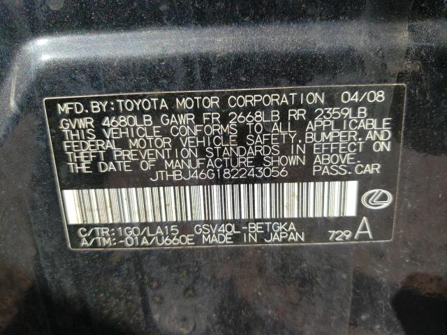 Photo 10 from auction – 2008 LEXUS ES 350 with VIN JTHBJ46G182243056