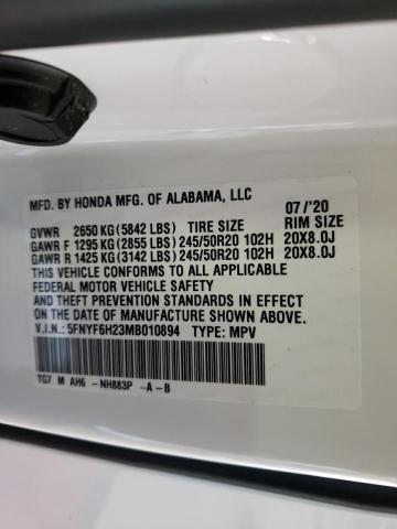 Photo 10 from auction – 2021 HONDA PILOT SE with VIN 5FNYF6H23MB010894