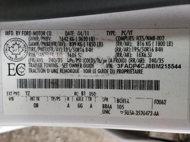 Photo 10 from auction – 2011 FORD FIESTA SEL with VIN 3FADP4CJ8BM215544