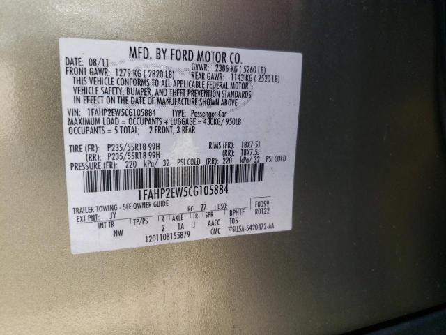 Photo 10 from auction – 2012 FORD TAURUS SEL with VIN 1FAHP2EW5CG105884
