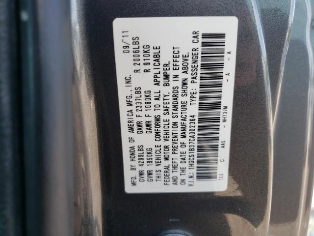 Photo 10 from auction – 2012 HONDA ACCORD LX with VIN 1HGCS1B37CA002364