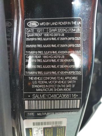 Photo 10 from auction – 2012 LAND ROVER RANGE ROVE with VIN SALME1D48CA368116