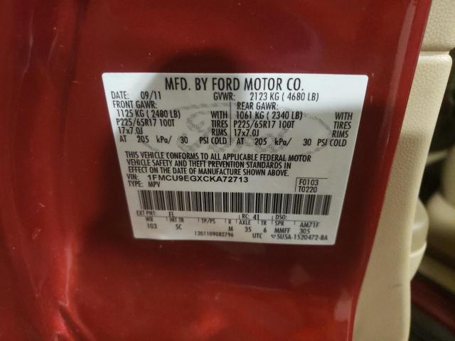 Photo 10 from auction – 2012 FORD ESCAPE LIM with VIN 1FMCU9EGXCKA72713