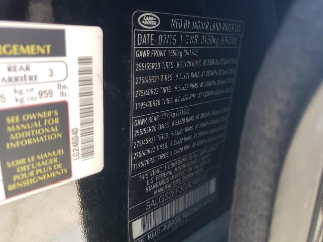 Photo 10 from auction – 2016 LAND ROVER RANGE ROVE with VIN SALGS2EF3GA246040