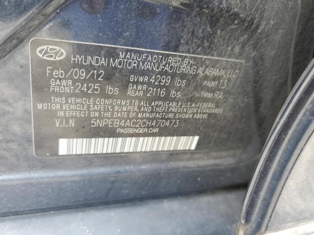 Photo 10 from auction – 2012 HYUNDAI SONATA GLS with VIN 5NPEB4AC2CH470473