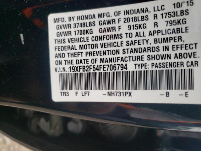 Photo 10 from auction – 2015 HONDA CIVIC LX with VIN 19XFB2F54FE706794
