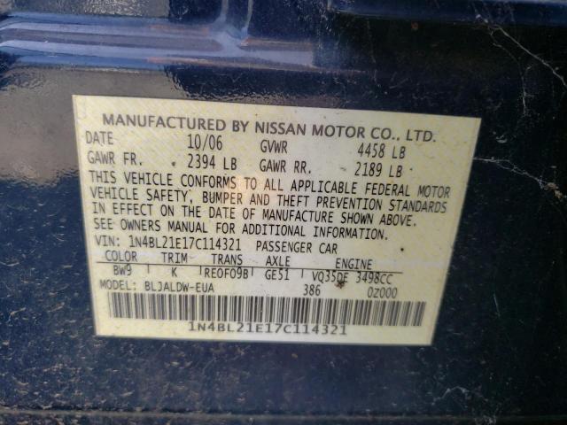 Photo 10 from auction – 2007 NISSAN ALTIMA 3.5 with VIN 1N4BL21E17C114321