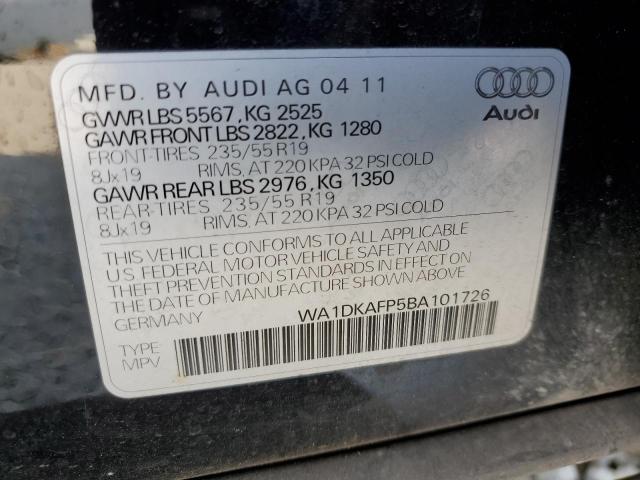 Photo 10 from auction – 2011 AUDI Q5 PREMIUM with VIN WA1DKAFP5BA101726