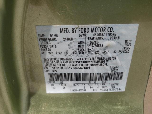 Photo 10 from auction – 2008 FORD ESCAPE XLT with VIN 1FMCU93178KA67684