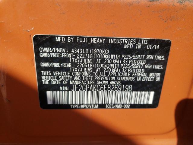 Photo 10 from auction – 2014 SUBARU XV CROSSTR with VIN JF2GPAKC6E8269198
