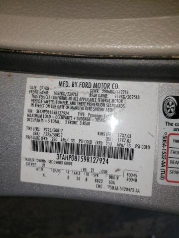 Photo 10 from auction – 2009 FORD FUSION SEL with VIN 3FAHP08159R127924