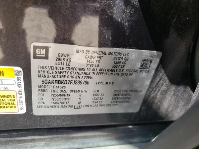 Photo 10 from auction – 2015 BUICK ENCLAVE with VIN 5GAKRBKD7FJ289795