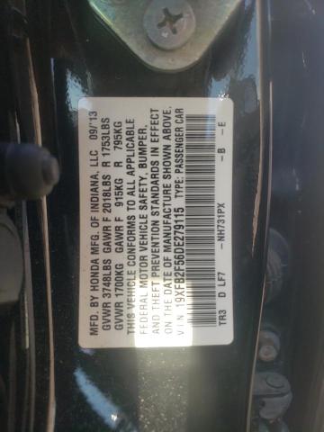 Photo 10 from auction – 2013 HONDA CIVIC LX with VIN 19XFB2F56DE279115