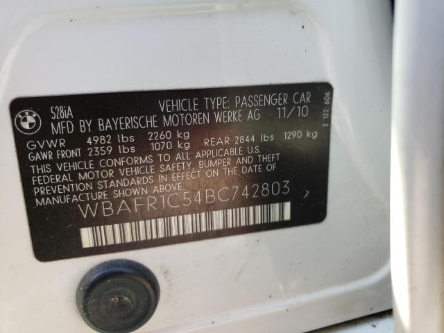 Photo 10 from auction – 2011 BMW 528 I with VIN WBAFR1C54BC742803