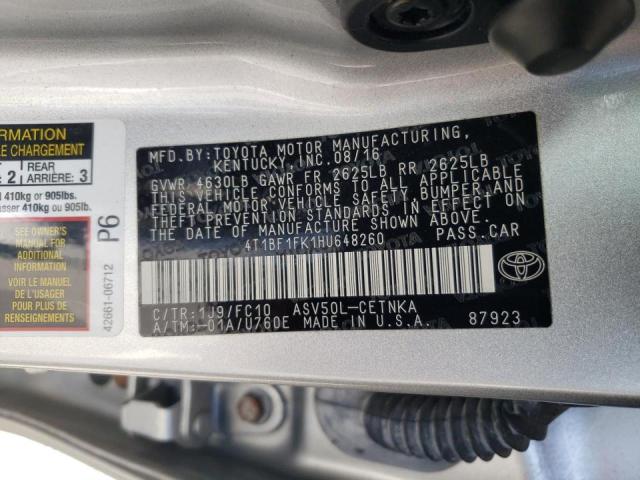 Photo 10 from auction – 2017 TOYOTA CAMRY with VIN 4T1BF1FK1HU648260