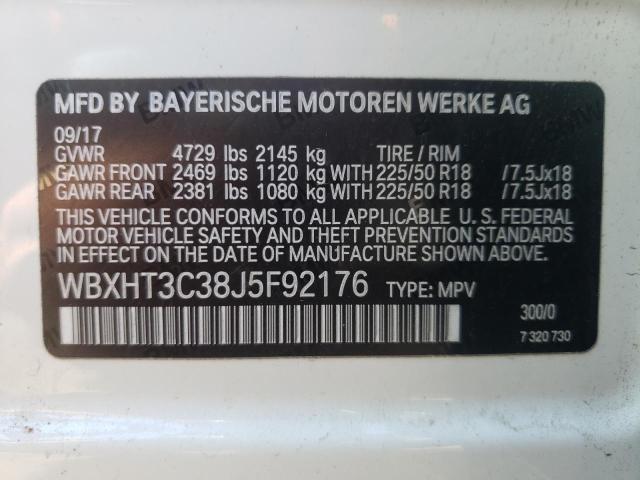 Photo 10 from auction – 2018 BMW X1 XDRIVE2 with VIN WBXHT3C38J5F92176
