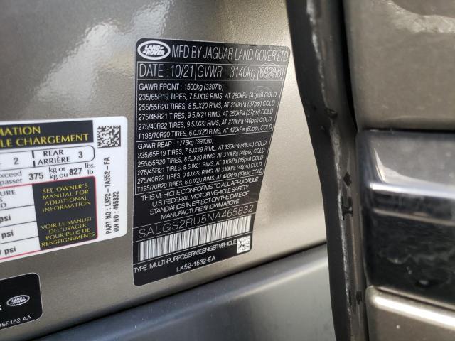 Photo 10 from auction – 2022 LAND ROVER RANGE ROVE with VIN SALGS2RU5NA465832