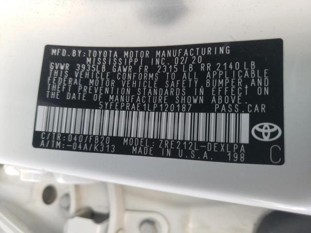 Photo 10 from auction – 2020 TOYOTA COROLLA LE with VIN 5YFEPRAE1LP120187