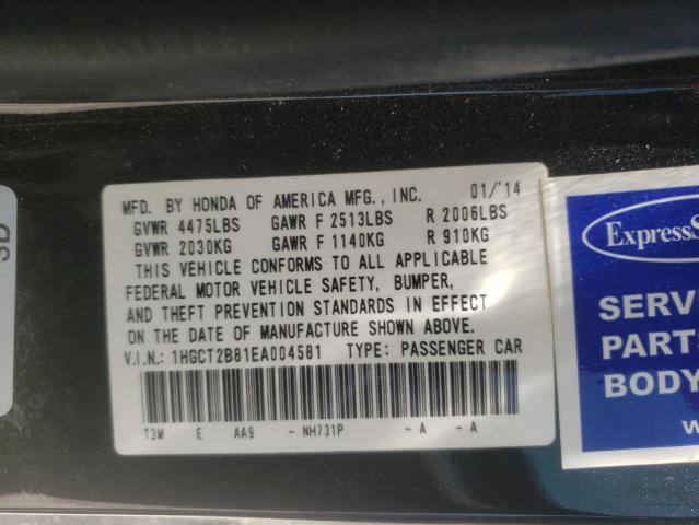 Photo 10 from auction – 2014 HONDA ACCORD EXL with VIN 1HGCT2B81EA004581