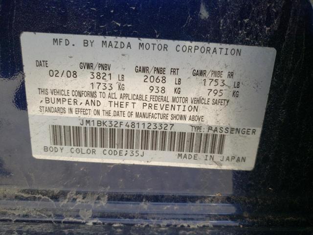 Photo 10 from auction – 2008 MAZDA 3 I with VIN JM1BK32F481123327