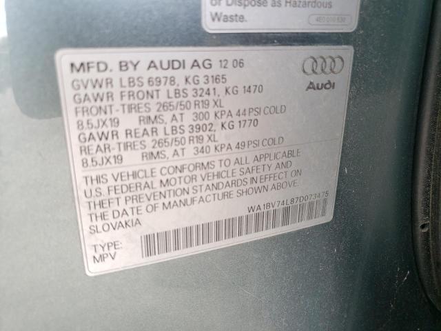 Photo 9 from auction – 2007 AUDI Q7 4.2 QUA with VIN WA1BV74L87D073475