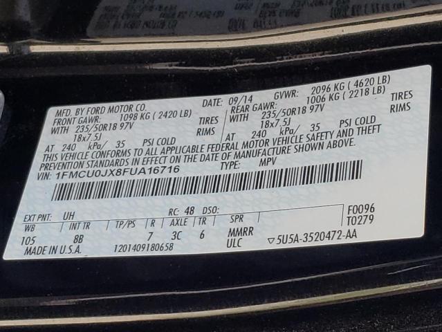 Photo 10 from auction – 2015 FORD ESCAPE TIT with VIN 1FMCU0JX8FUA16716