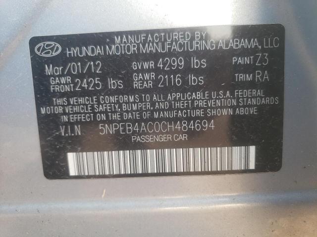Photo 10 from auction – 2012 HYUNDAI SONATA GLS with VIN 5NPEB4AC0CH484694
