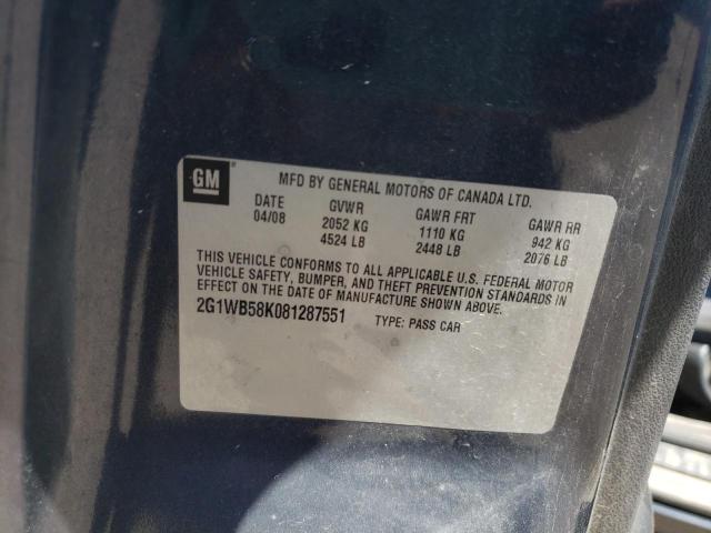 Photo 10 from auction – 2008 CHEVROLET IMPALA LS with VIN 2G1WB58K081287551