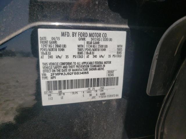 Photo 10 from auction – 2015 FORD EDGE SEL with VIN 2FMPK3J92FBB34065