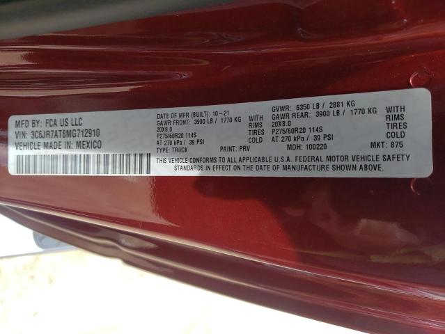 Photo 10 from auction – 2021 RAM 1500 CLASS with VIN 3C6JR7AT8MG712910