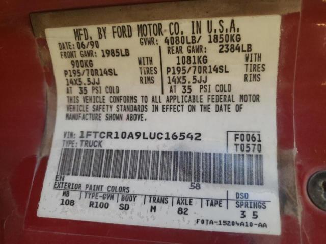 Photo 10 from auction – 1990 FORD RANGER with VIN 1FTCR10A9LUC16542