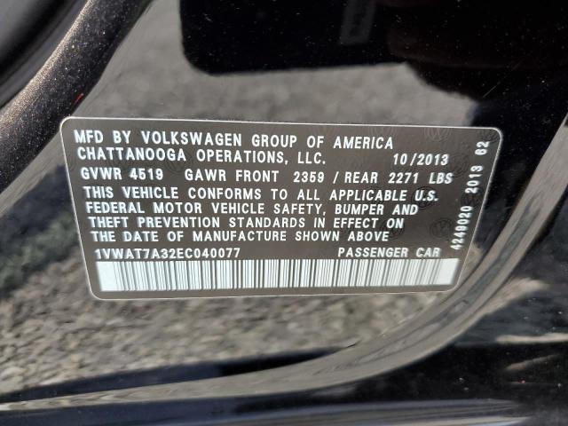 Photo 10 from auction – 2014 VOLKSWAGEN PASSAT S with VIN 1VWAT7A32EC040077