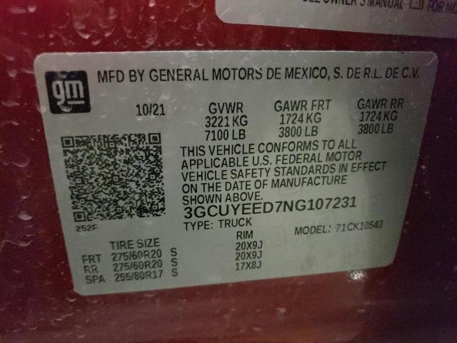 Photo 10 from auction – 2022 CHEVROLET SILVERADO with VIN 3GCUYEED7NG107231