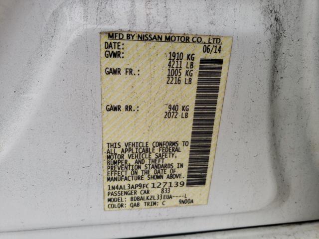 Photo 10 from auction – 2015 NISSAN ALTIMA 2.5 with VIN 1N4AL3AP9FC127139