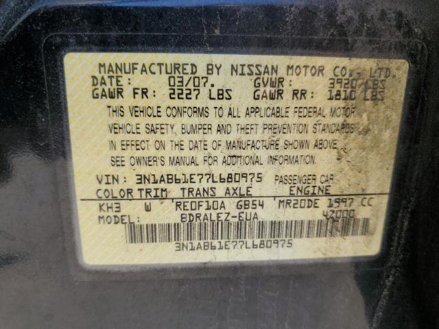 Photo 10 from auction – 2007 NISSAN SENTRA 2.0 with VIN 3N1AB61E77L680975