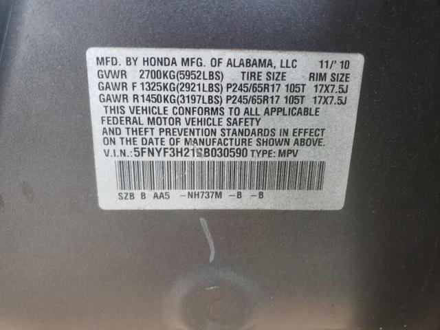 Photo 10 from auction – 2011 HONDA PILOT LX with VIN 5FNYF3H21BB030590